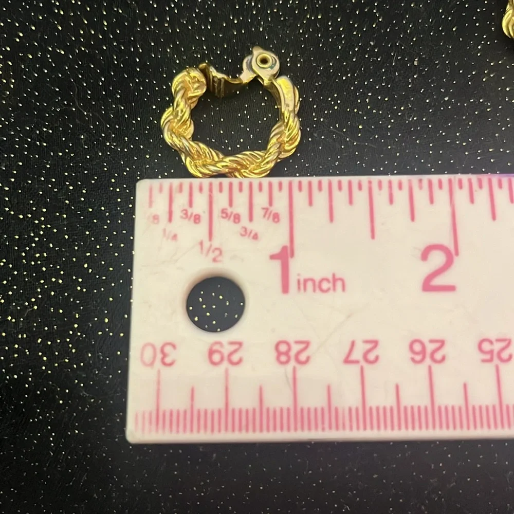 Gold Tone Twist Hoop Earrings - Picture 3 of 3